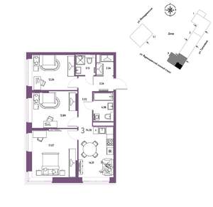 3-к квартира, вторичка, 75м2, 3/9 этаж