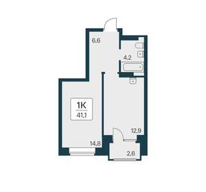 1-к квартира, вторичка, 41м2, 9/21 этаж