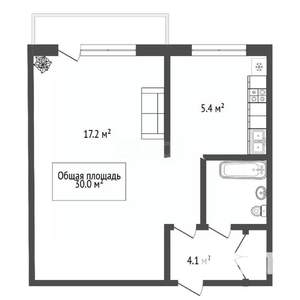 1-к квартира, вторичка, 30м2, 8/9 этаж