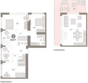 3-к квартира, вторичка, 156м2, 23/23 этаж
