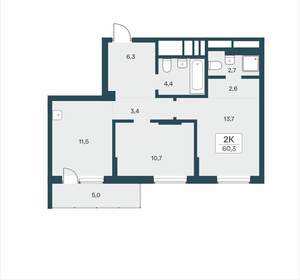 2-к квартира, вторичка, 60м2, 4/18 этаж