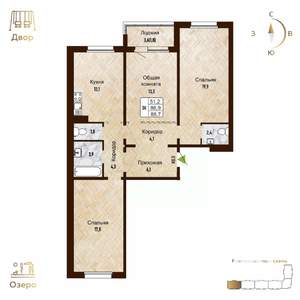 3-к квартира, вторичка, 89м2, 7/17 этаж