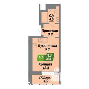 Студия квартира, вторичка, 26м2, 16/23 этаж