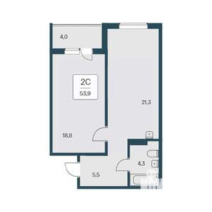 2-к квартира, вторичка, 54м2, 11/17 этаж