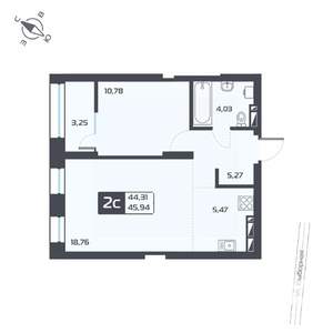 2-к квартира, вторичка, 46м2, 15/25 этаж