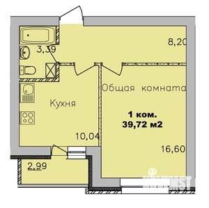 1-к квартира, вторичка, 40м2, 9/9 этаж