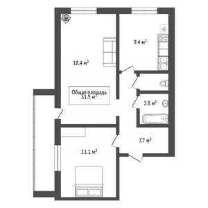 2-к квартира, вторичка, 52м2, 1/6 этаж