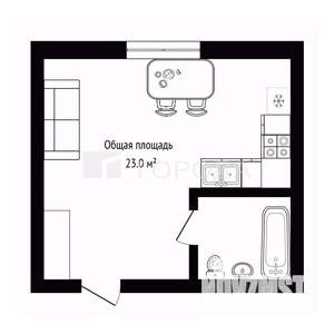 Студия квартира, вторичка, 23м2, 1/4 этаж
