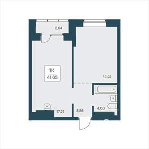 1-к квартира, вторичка, 42м2, 25/25 этаж