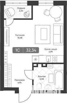 Студия квартира, вторичка, 31м2, 21/22 этаж