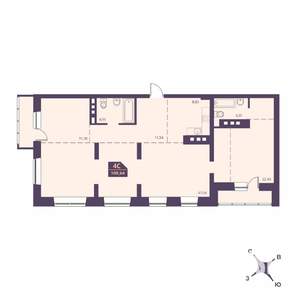 4-к квартира, вторичка, 113м2, 24/24 этаж