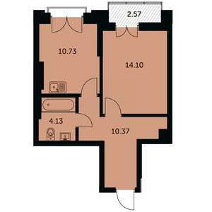 1-к квартира, строящийся дом, 41м2, 20/24 этаж