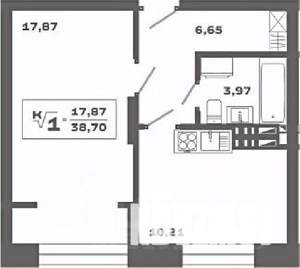 1-к квартира, вторичка, 39м2, 19/19 этаж