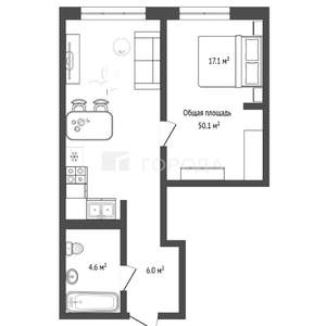 2-к квартира, вторичка, 50м2, 15/18 этаж