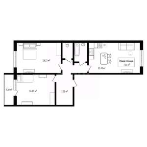 2-к квартира, вторичка, 74м2, 17/17 этаж