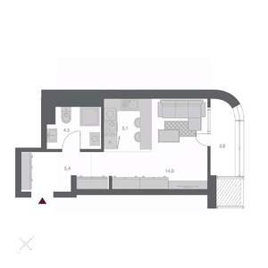 1-к квартира, строящийся дом, 34м2, 8/24 этаж