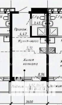 Студия квартира, сданный дом, 22м2, 7/10 этаж