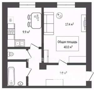 1-к квартира, вторичка, 40м2, 4/4 этаж