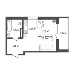 Студия квартира, вторичка, 30м2, 5/19 этаж