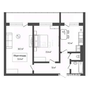 2-к квартира, вторичка, 52м2, 7/10 этаж