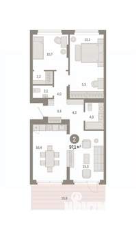 2-к квартира, вторичка, 97м2, 2/9 этаж