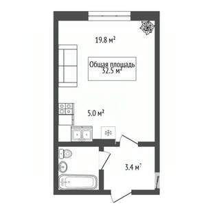 Студия квартира, вторичка, 33м2, 3/10 этаж