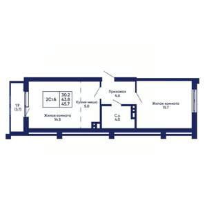 2-к квартира, вторичка, 46м2, 11/14 этаж