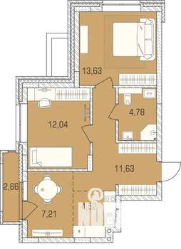 2-к квартира, сданный дом, 56м2, 1/9 этаж