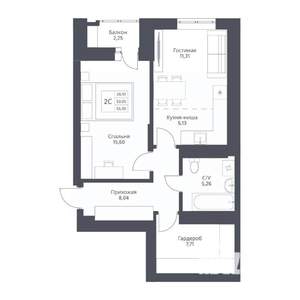 2-к квартира, вторичка, 55м2, 3/24 этаж