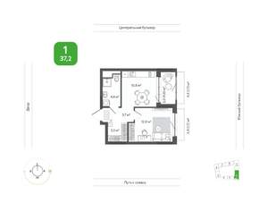 1-к квартира, вторичка, 37м2, 4/11 этаж