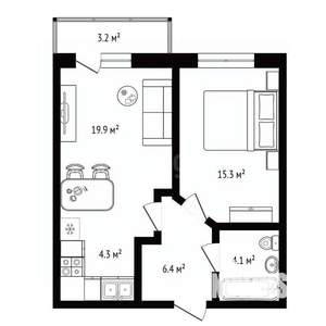 2-к квартира, вторичка, 50м2, 5/14 этаж
