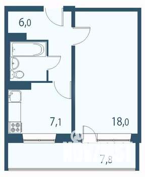 1-к квартира, строящийся дом, 39м2, 6/17 этаж