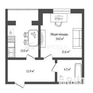 2-к квартира, вторичка, 54м2, 11/12 этаж