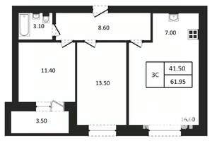 3-к квартира, вторичка, 62м2, 5/9 этаж