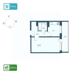 1-к квартира, строящийся дом, 39м2, 14/17 этаж