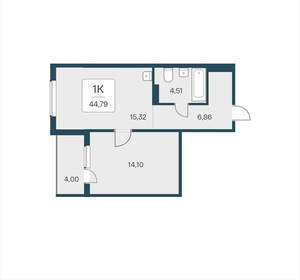 1-к квартира, вторичка, 45м2, 10/17 этаж