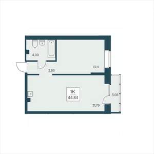 1-к квартира, вторичка, 45м2, 18/25 этаж
