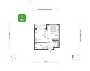 1-к квартира, вторичка, 37м2, 11/11 этаж