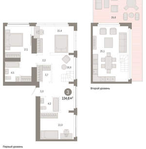 3-к квартира, вторичка, 135м2, 23/23 этаж