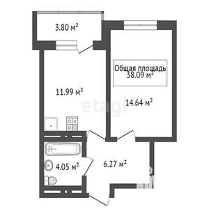 1-к квартира, вторичка, 37м2, 1/25 этаж