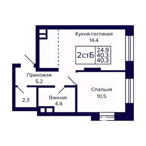 2-к квартира, вторичка, 40м2, 20/23 этаж