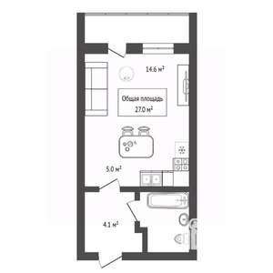 Студия квартира, вторичка, 28м2, 11/26 этаж