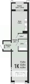 1-к квартира, вторичка, 45м2, 8/17 этаж