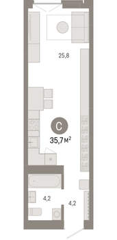 Студия квартира, вторичка, 36м2, 9/23 этаж