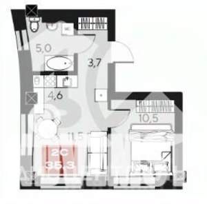 1-к квартира, вторичка, 35м2, 10/16 этаж