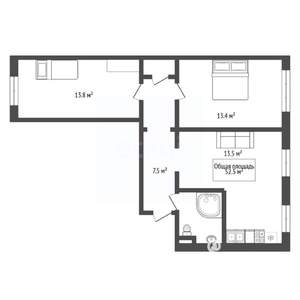 3-к квартира, вторичка, 53м2, 2/9 этаж