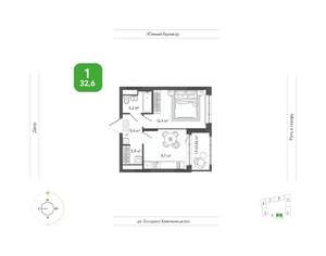 1-к квартира, вторичка, 33м2, 3/11 этаж