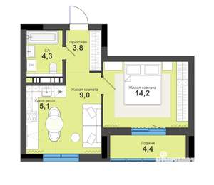 2-к квартира, вторичка, 41м2, 9/17 этаж