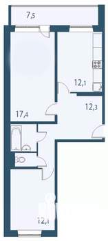2-к квартира, вторичка, 63м2, 14/17 этаж