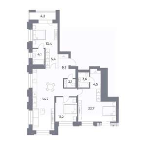 3-к квартира, вторичка, 114м2, 24/25 этаж